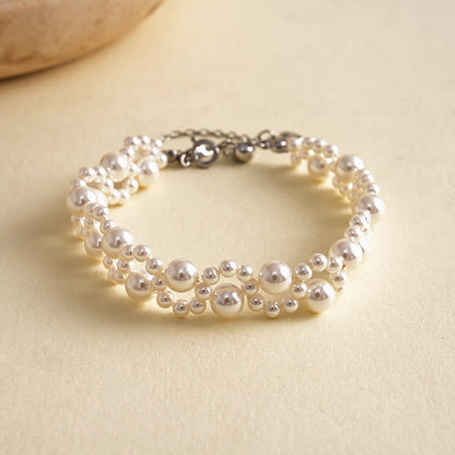 Retro Pearl Beaded Round Geometric Necklace For Women