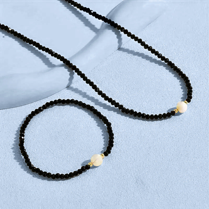 Black Spinel Turquoise Necklace Bracelet
