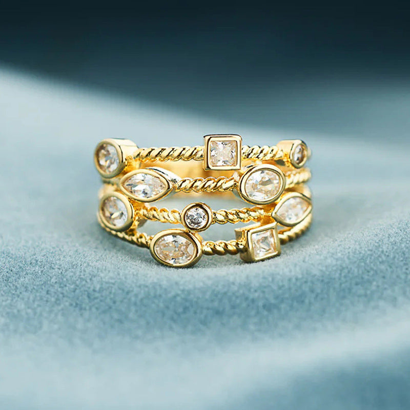Niche Instagram-style Geometric Delicate Multi-layer Ring