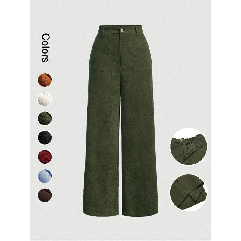Spring And Autumn Retro Straight-leg Corduroy Pants