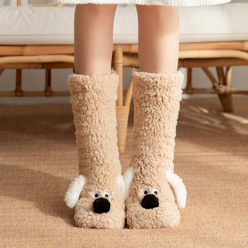 Cute Cartoon Dog Plush Winter Socks