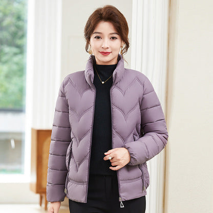 Fashion Stand Collar Pure Color Cotton Clothing Women