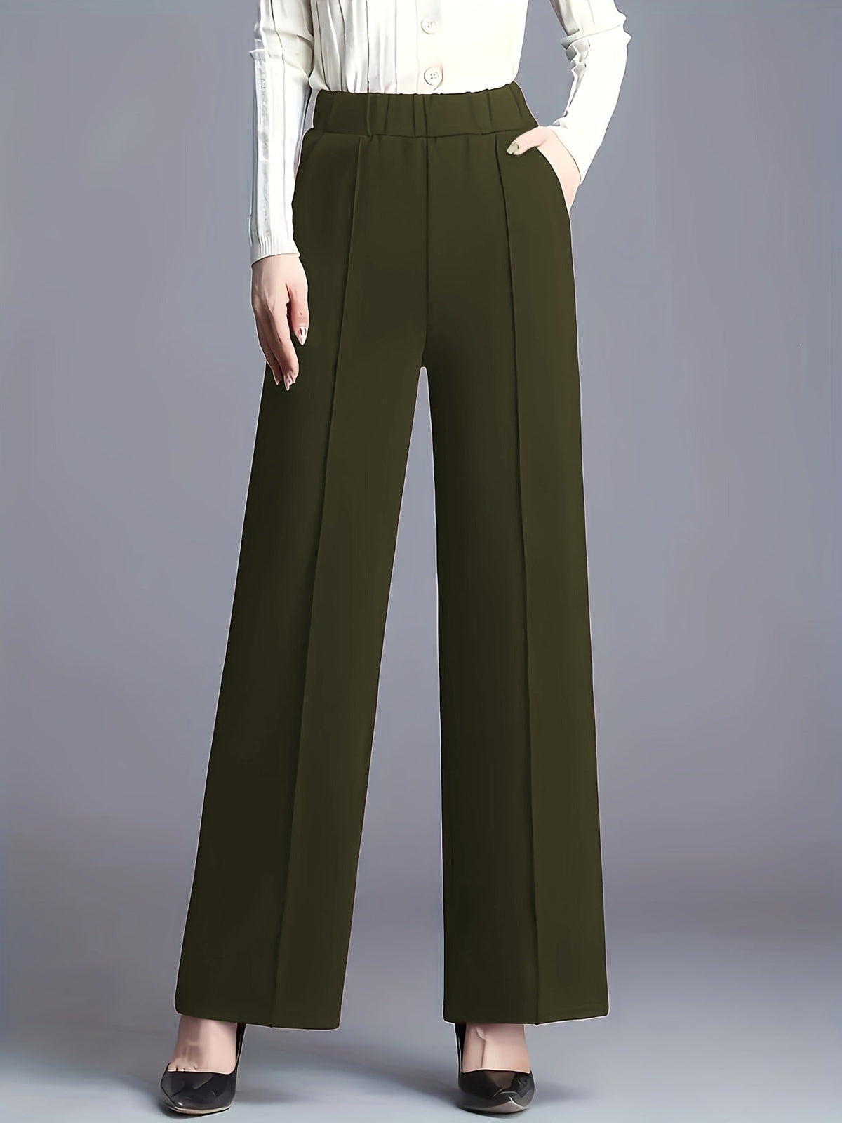 Women's High-waisted Wide-leg Straight-tailored Trousers