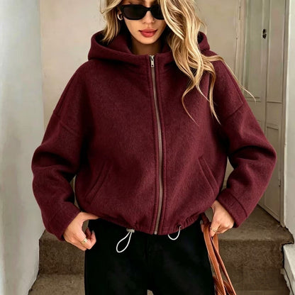 Short Hooded Wool Coat