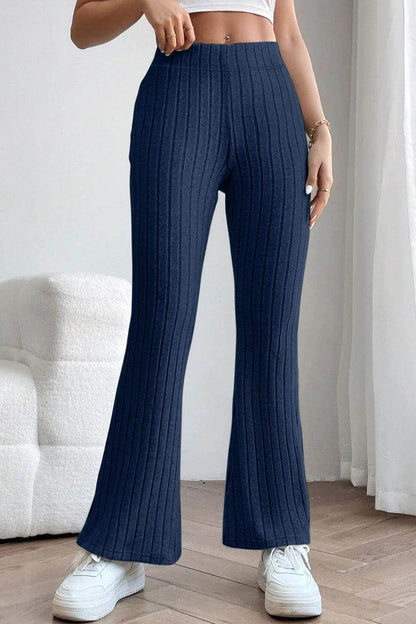 Basic Bae Full Size Ribbed High Waist Flare Pants for Women