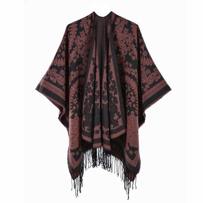 Tasseled Thickened Warm Faux-cashmere Shawl