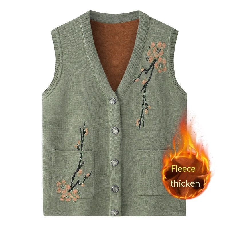 Knitted Sweater Waistcoat Cardigan Middle-aged And Elderly Waistcoat Winter Clothing