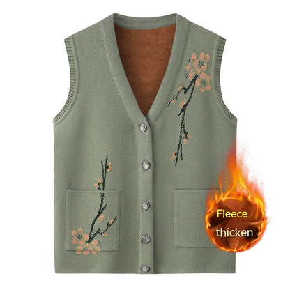 Knitted Sweater Waistcoat Cardigan Middle-aged And Elderly Waistcoat Winter Clothing