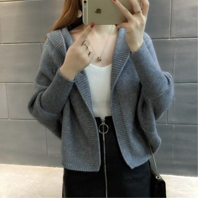 Womens Loose-fitting Cardigan, Short Sweater Jacket