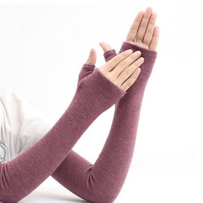 Women's Pure Cashmere Arm Warmers - Knitted Elastic Sleeve Covers for Winter Cold Weather Protection