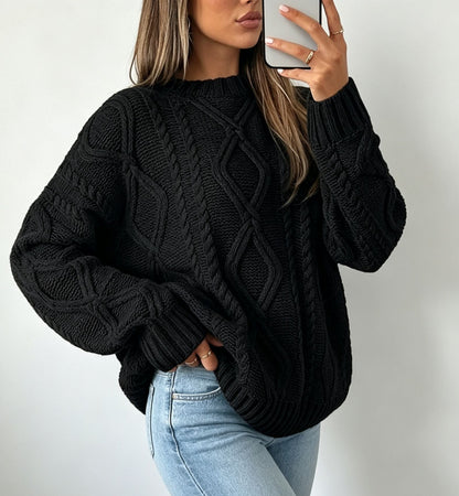 Women's Round-neck Solid-color Loose-fit Casual Sweater