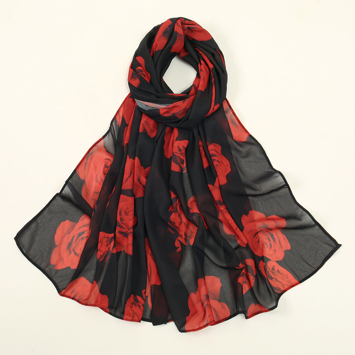 Printed Chiffon Long Scarf For Women Versatile And Fashionable For Outerwear