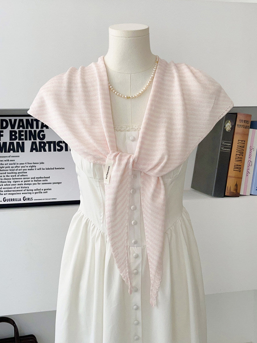 Striped Knitted Triangle Scarf Womens Outerwear Capelet