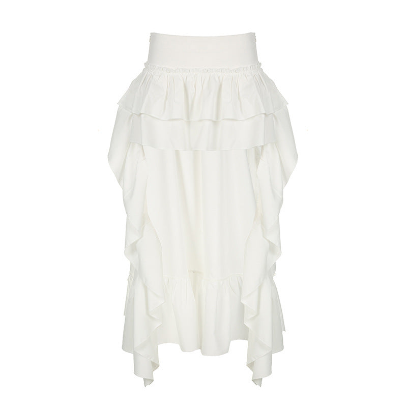 Party Style Pleated Ruffles Irregular Long Dress