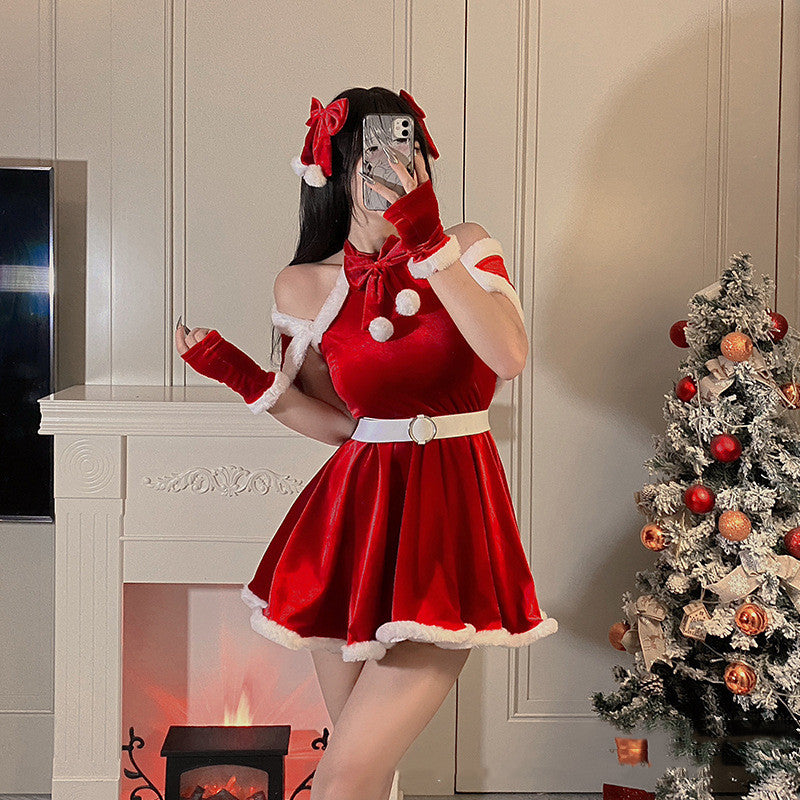 Women's Fashion Simple Christmas Clothes Night Skirt Suit