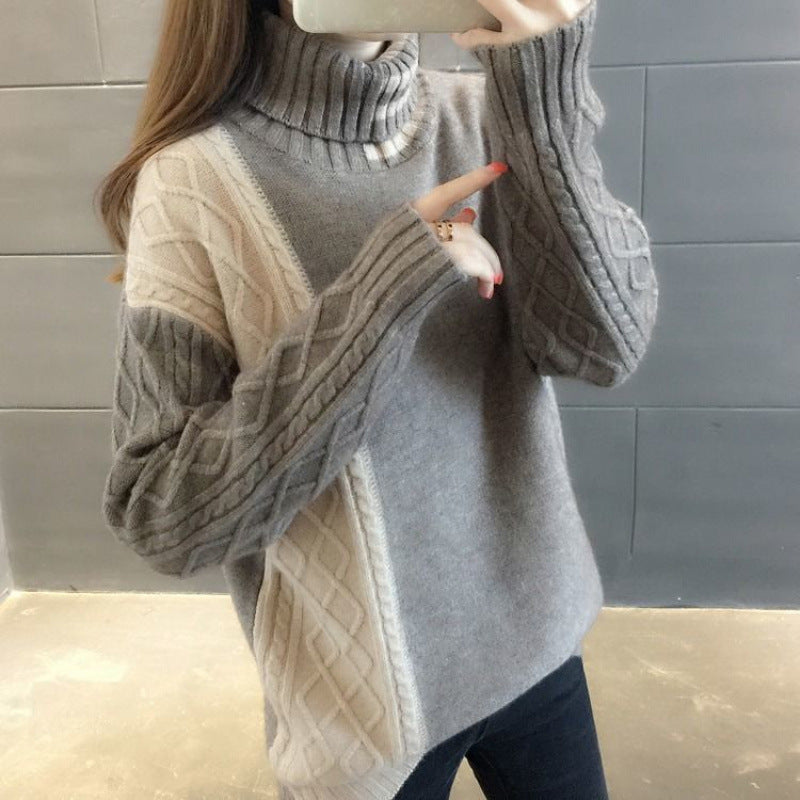Women's Thickened Cable-knit Turtleneck Sweater