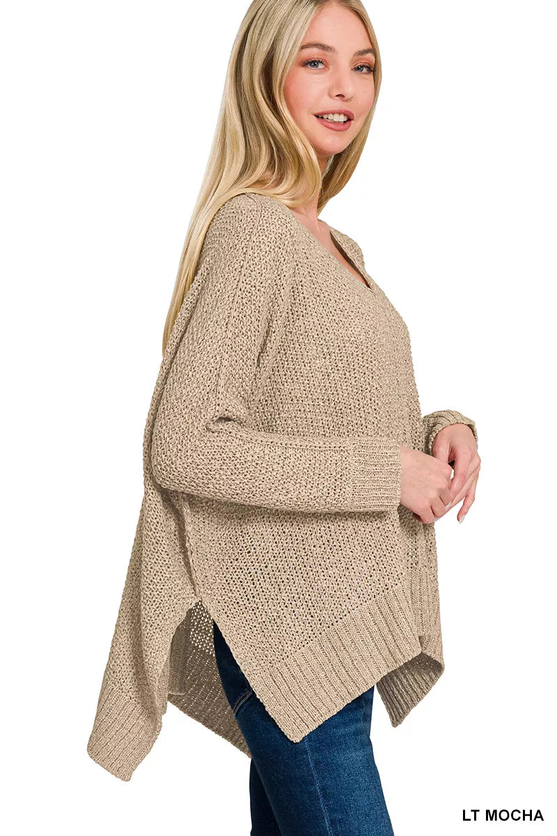 Zenana Dolman Sleeve V-Neck Sweater