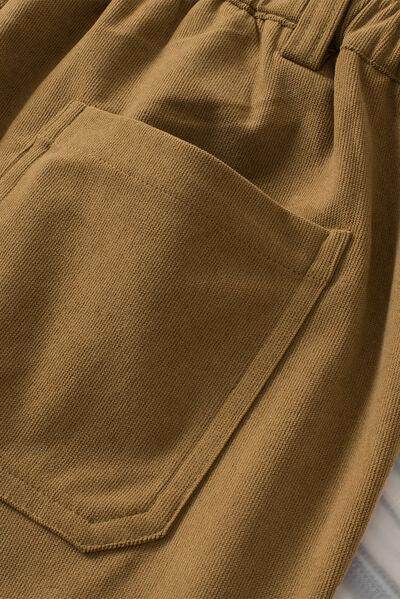 Half Elastic Waist Straight Pants for Comfortable Fit