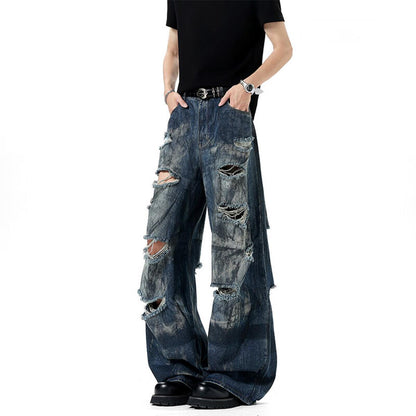 Mens Dirty Stained And Ripped Jeans