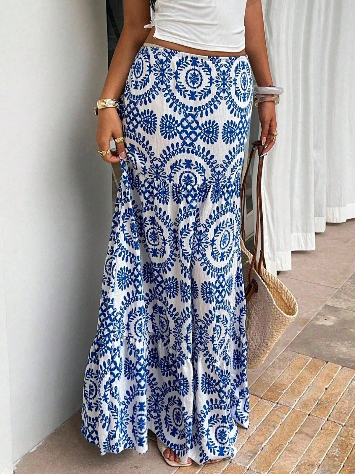 Womens Skirt Bohemian-style Printed Dress