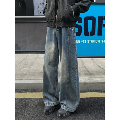 Retro Blue American-Style Bootcut Jeans For Men