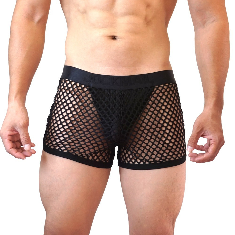 Men's Solid Color Mesh Low Waist Underwear