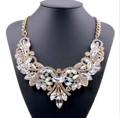 Diamond Alloy Flower Necklace For Women