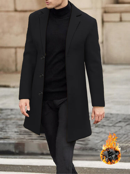 Single Breasted Lapel Windbreaker Woolen Coat