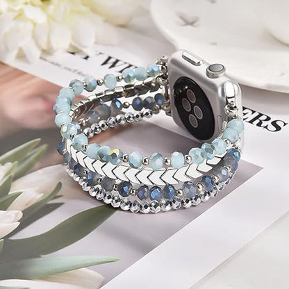 Suitable For Apple Watch IWatch87654Se Women's High-End Beaded Strap Jewelry Crystal Wrist