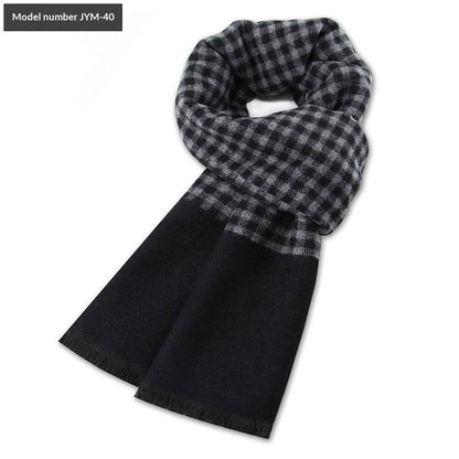Mens Wool-Blend Plaid Scarf Winter Warmth & Extra Thickness