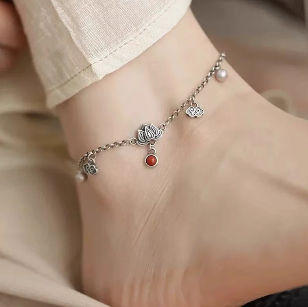 Traditional Chinese-style Retro Lotus-step Auspicious Cloud Anklet