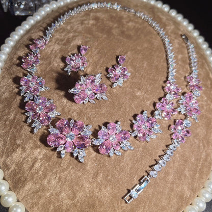 Diamond Flower Zircon Jewelry Set