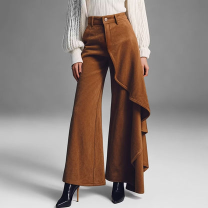 New Autumnwinter Womens Long Pants With A Structured Draped Design And Patchwork Details