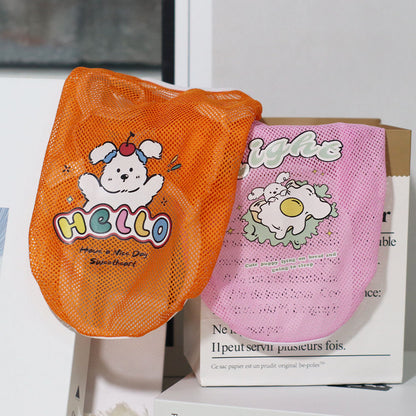 Spring And Summer Grid Pet Cute Cartoon Printed Vest