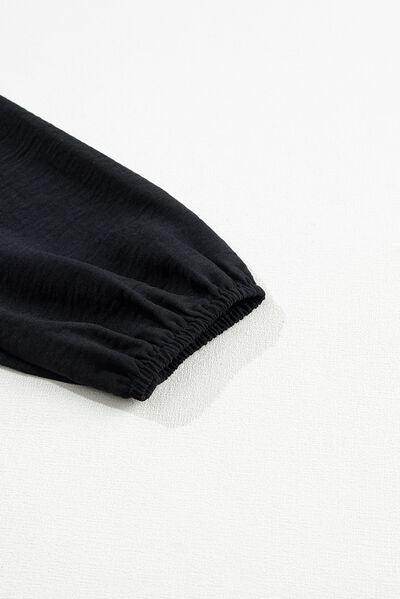 Frill Mock Neck Ruffled Balloon Sleeve Blouse for Women