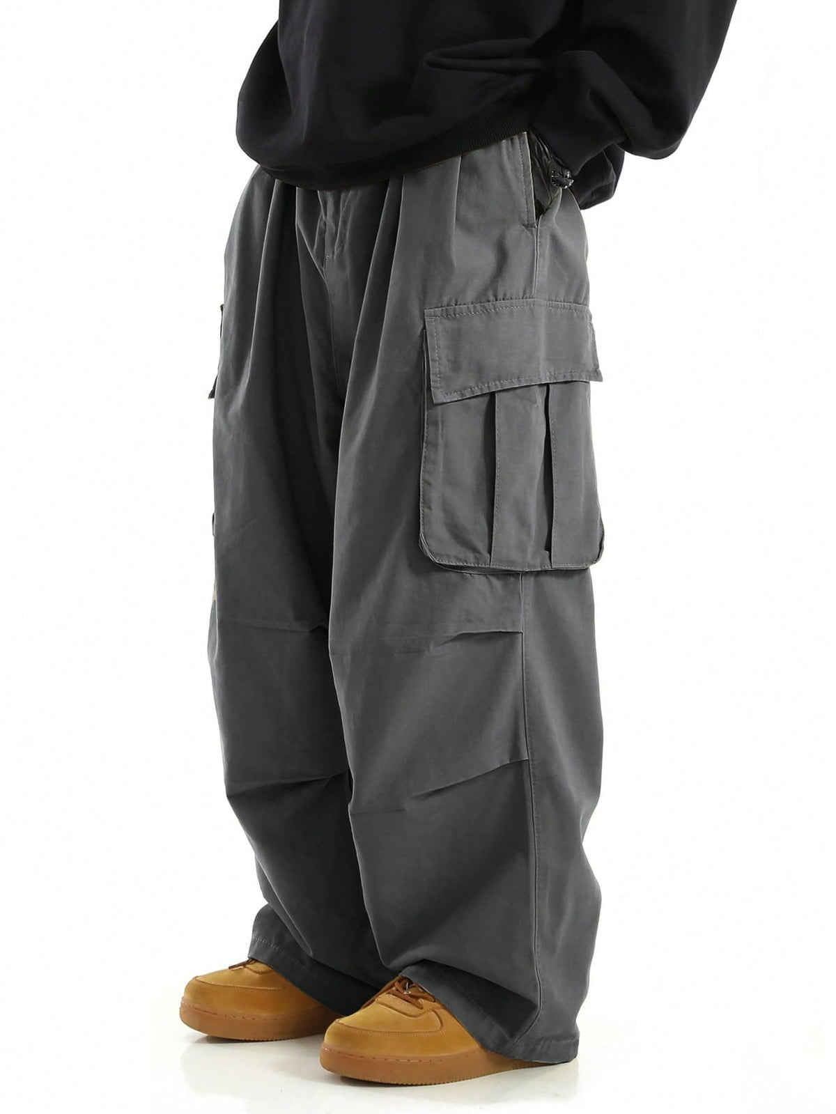 Mens Multi-Pocket Straight-Leg Work Trousers