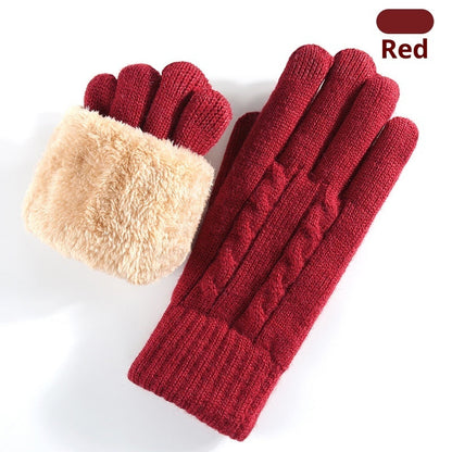 Double-layer Fleece-lined Warm And Cold-proof Knitted Gloves