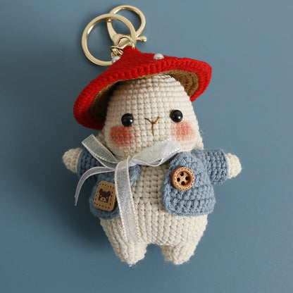 Handmade Knitted Mushroom Bunny Doll Pendant