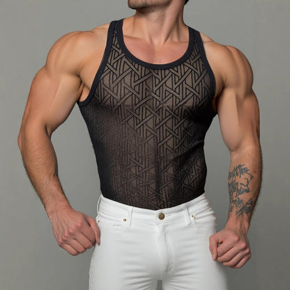 Mens Sexy Sleeveless Mesh Tank Top