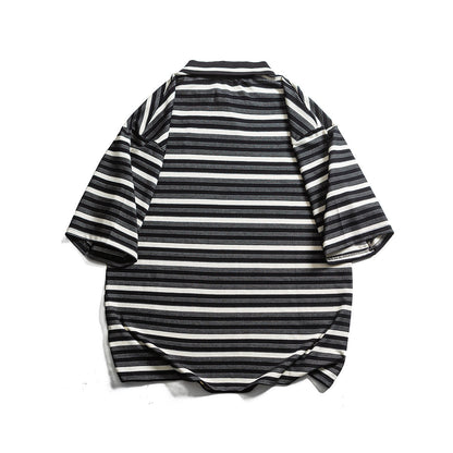 Men's Retro Striped Bottoming Pullover