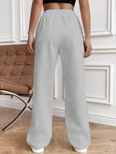Drawstring Elastic Waist Pants with Pockets for Women