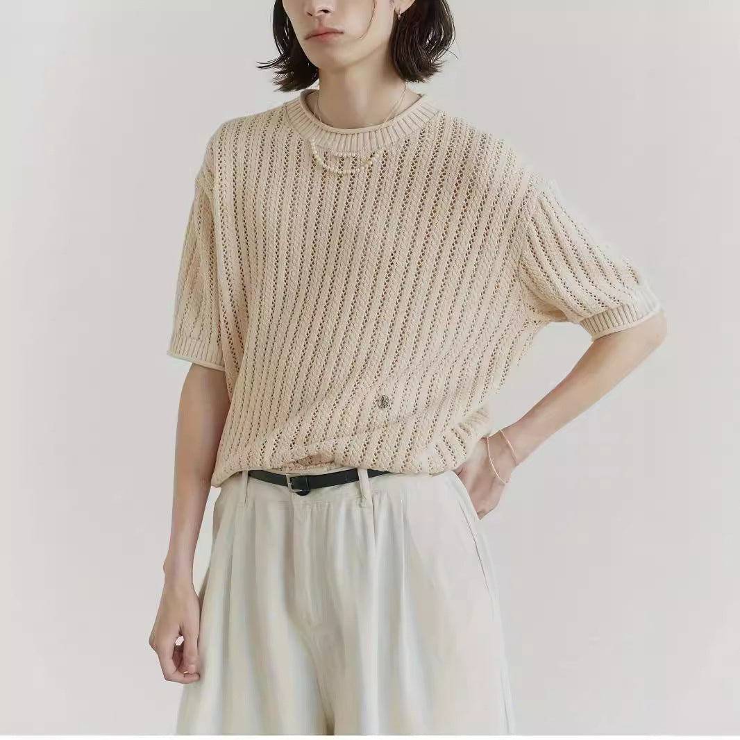 Unisex Niche Design Hollow Knitwear T-shirt