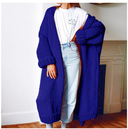 Long Solid Color Plus Size Loose Cardigan Sweater Coat
