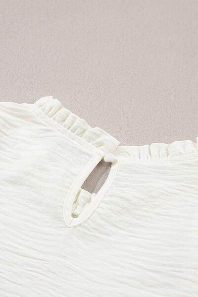 Frill Mock Neck Ruffled Balloon Sleeve Blouse for Women
