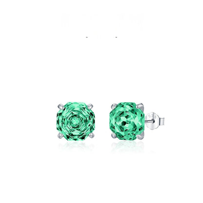 Basic Rose-cut Sparkling Diamond Stud Earrings Unisex Accessory