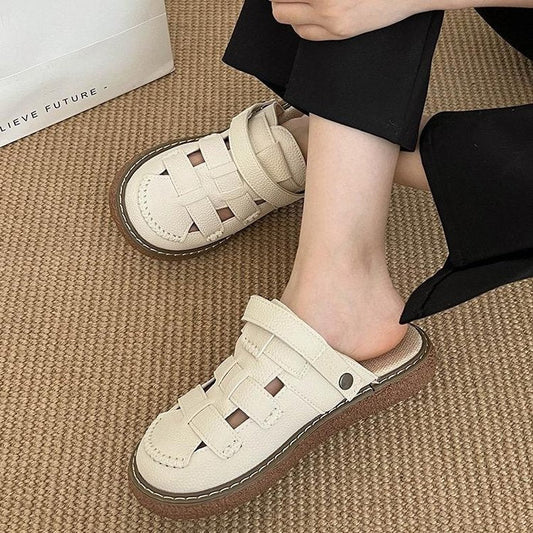 Roman Sandals, Women's Summer Semi Slippers, Fashionable And Versatile Beach Sandals, Thick Soled Perforated Shoes