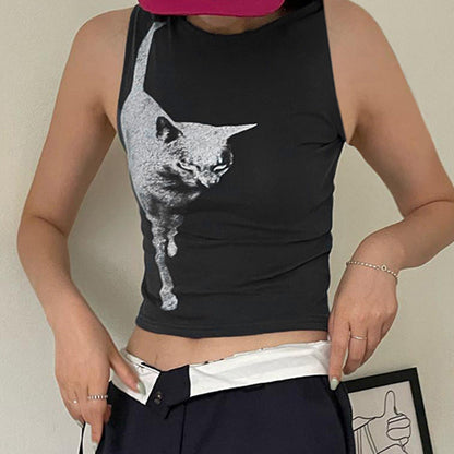 Printed Sleeveless Slim Fit Tank Top