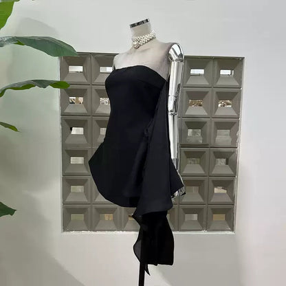 Ribbon Tube Top Niche Short Small Size Dress