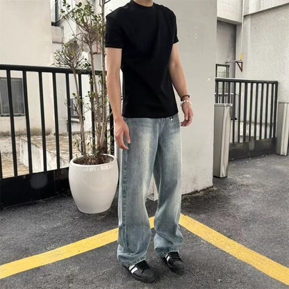 Mens Loose-Fit Straight-Leg Trousers With Lightning Bolt Pattern