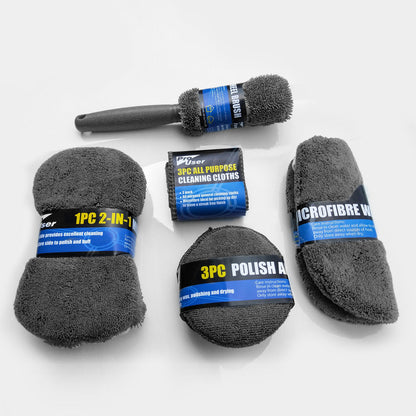Car Cleaning Cloth Wax Sponge Wheel Brush Set